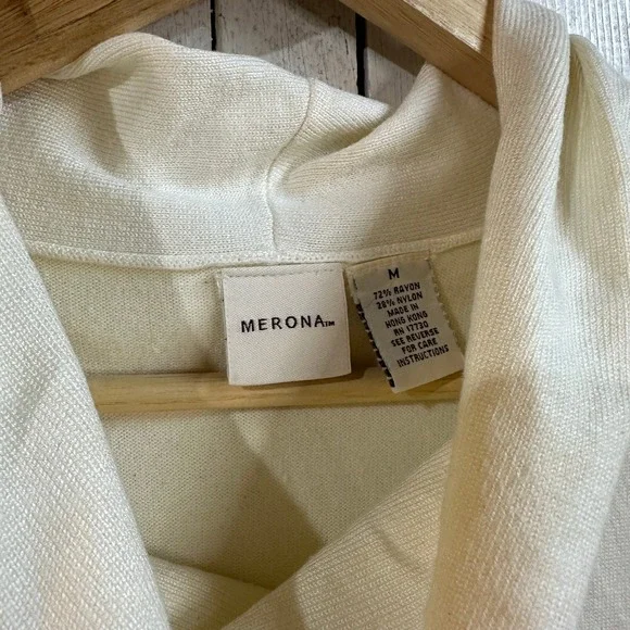 Merona Cream Ivory Cowl‎ Neck Sleeveless Knit Top Sweater Womens Size M - Picture 2 of 3
